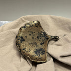 Handgjord jesmonite gingko bricka - Brons och svart