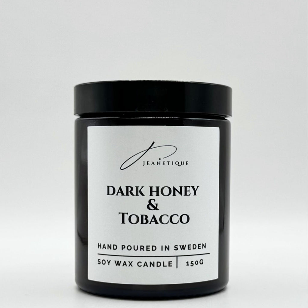 Dark Honey & Tobacco scented candle in 100% soy wax