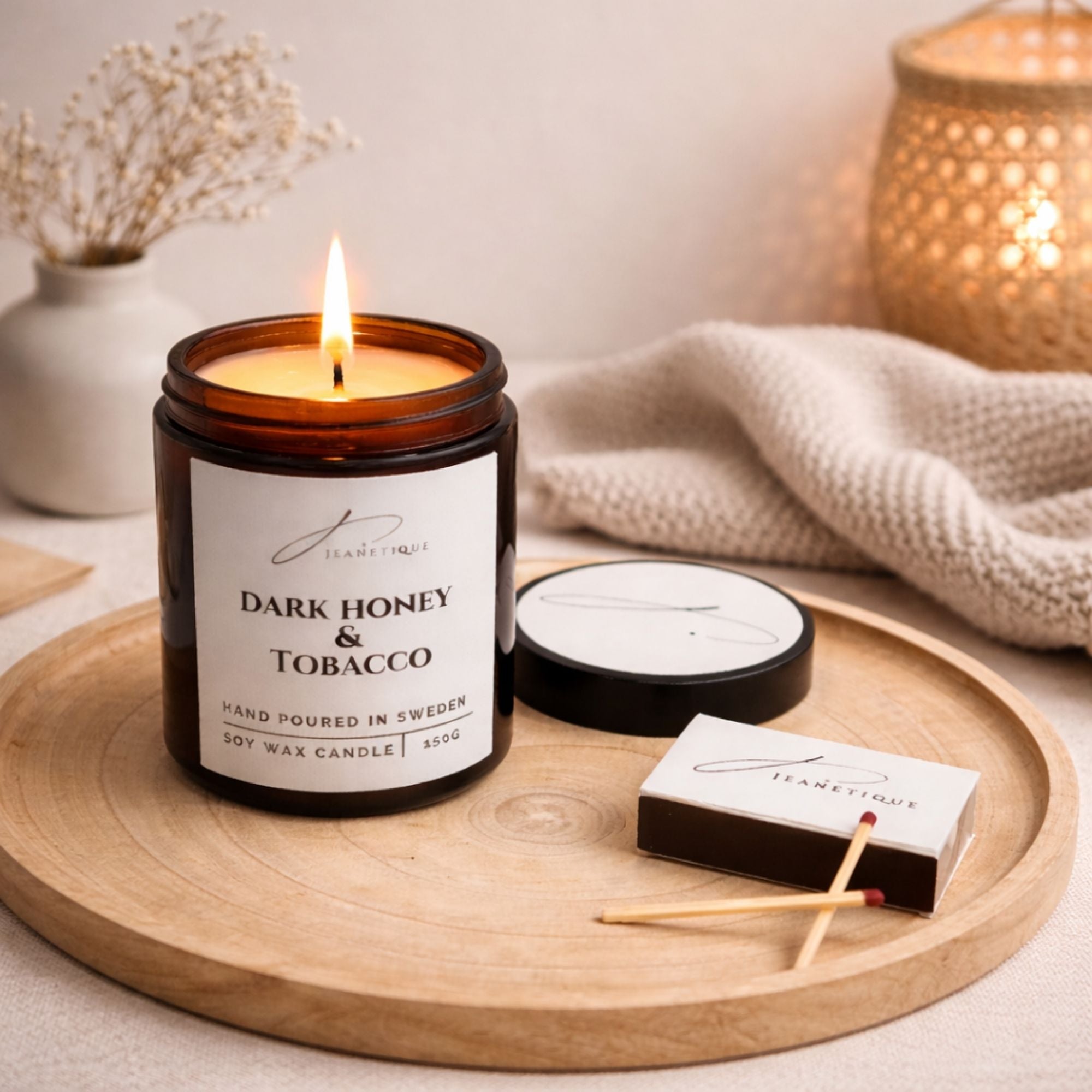 Dark Honey & Tobacco doftljus i 100% sojavax
