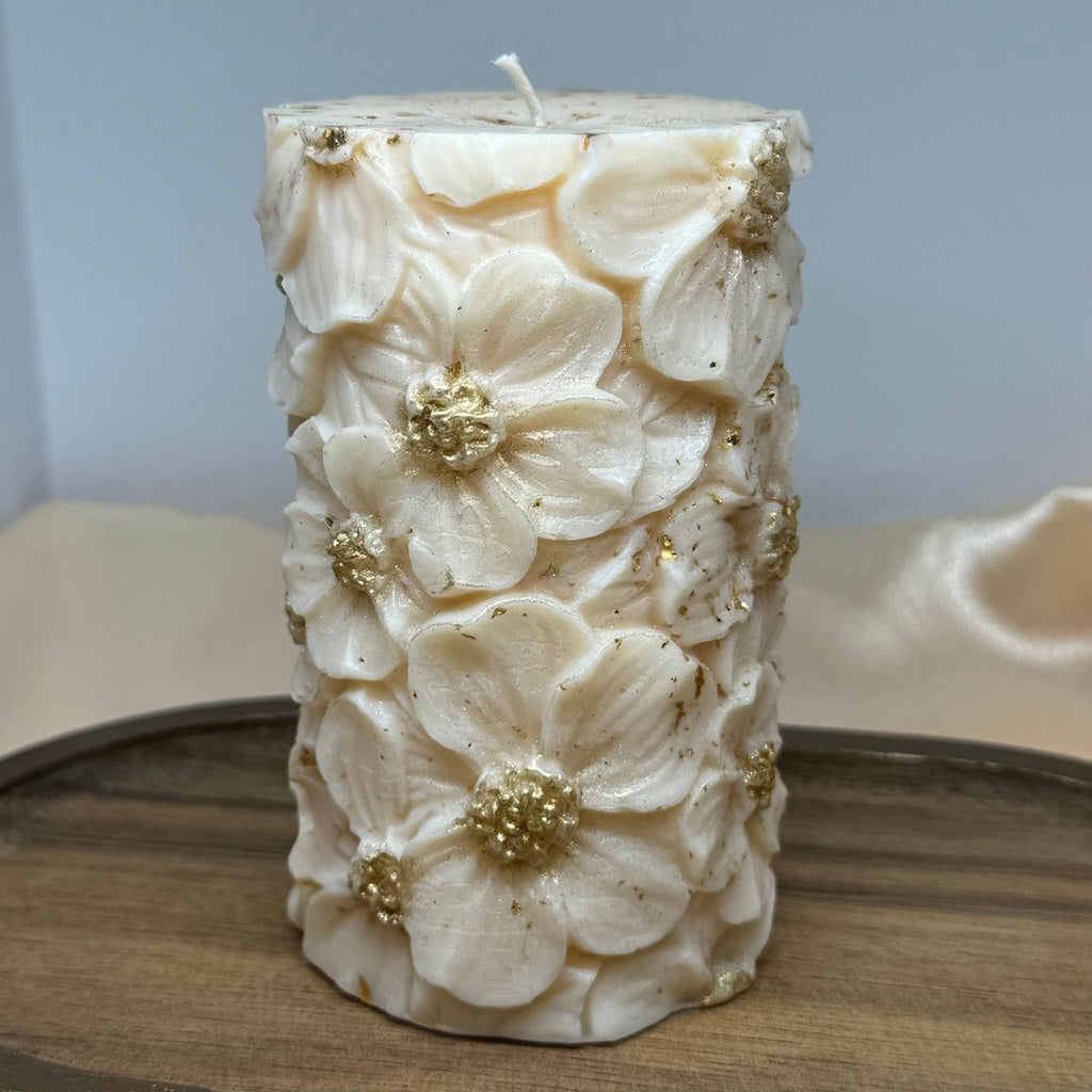 Blommigt blockljus i 100% sojavax