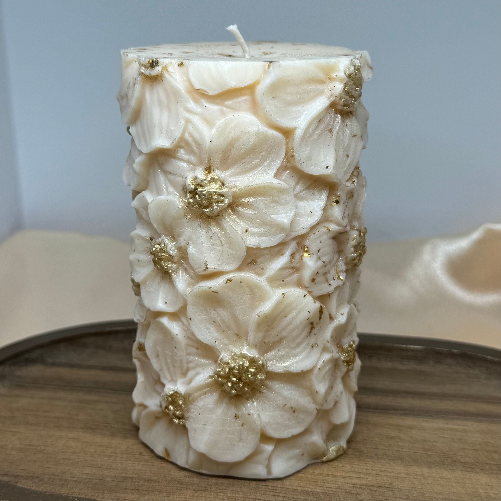 Blommigt blockljus i 100% sojavax