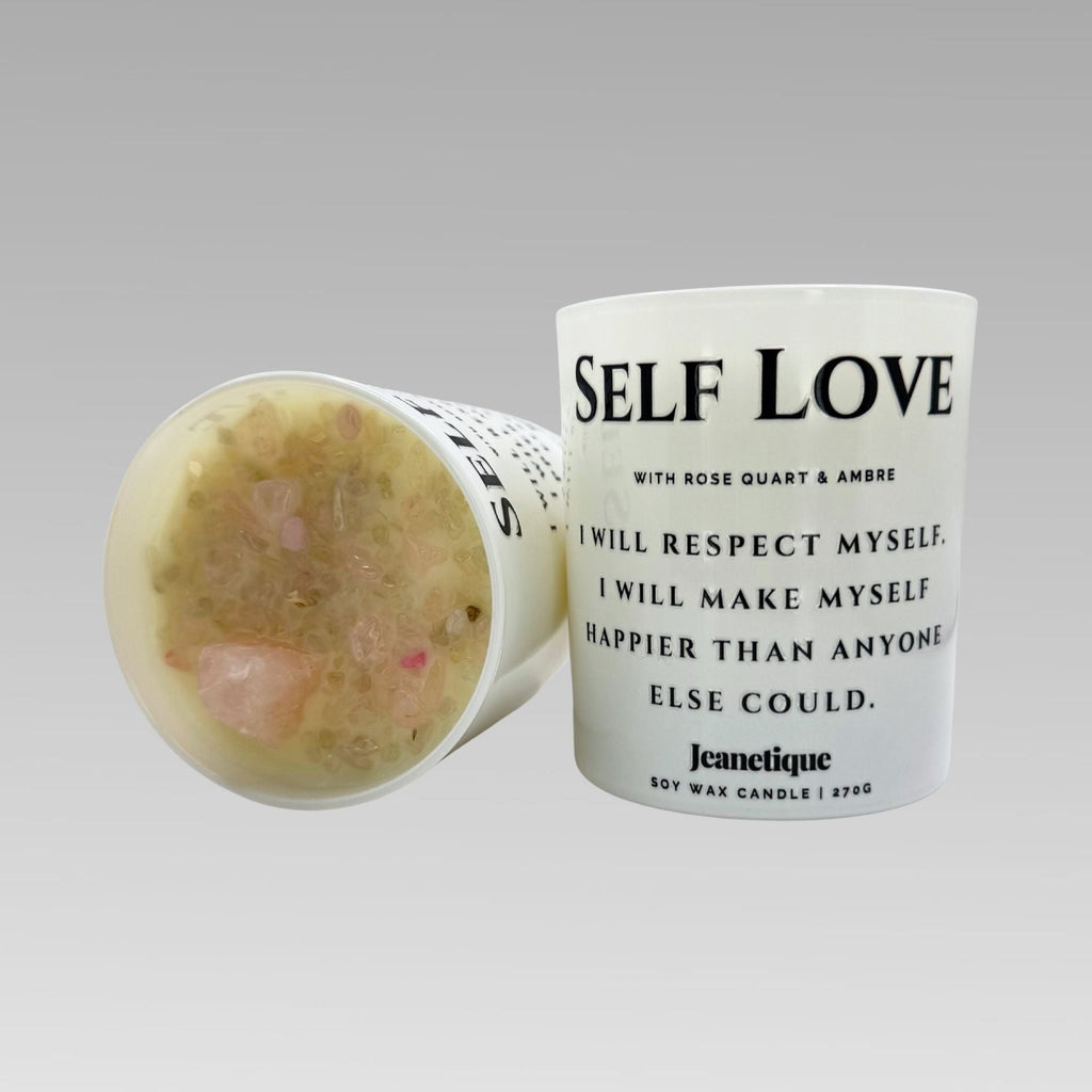 Self Love doftljus med rosenqvarts  i 100% sojavax