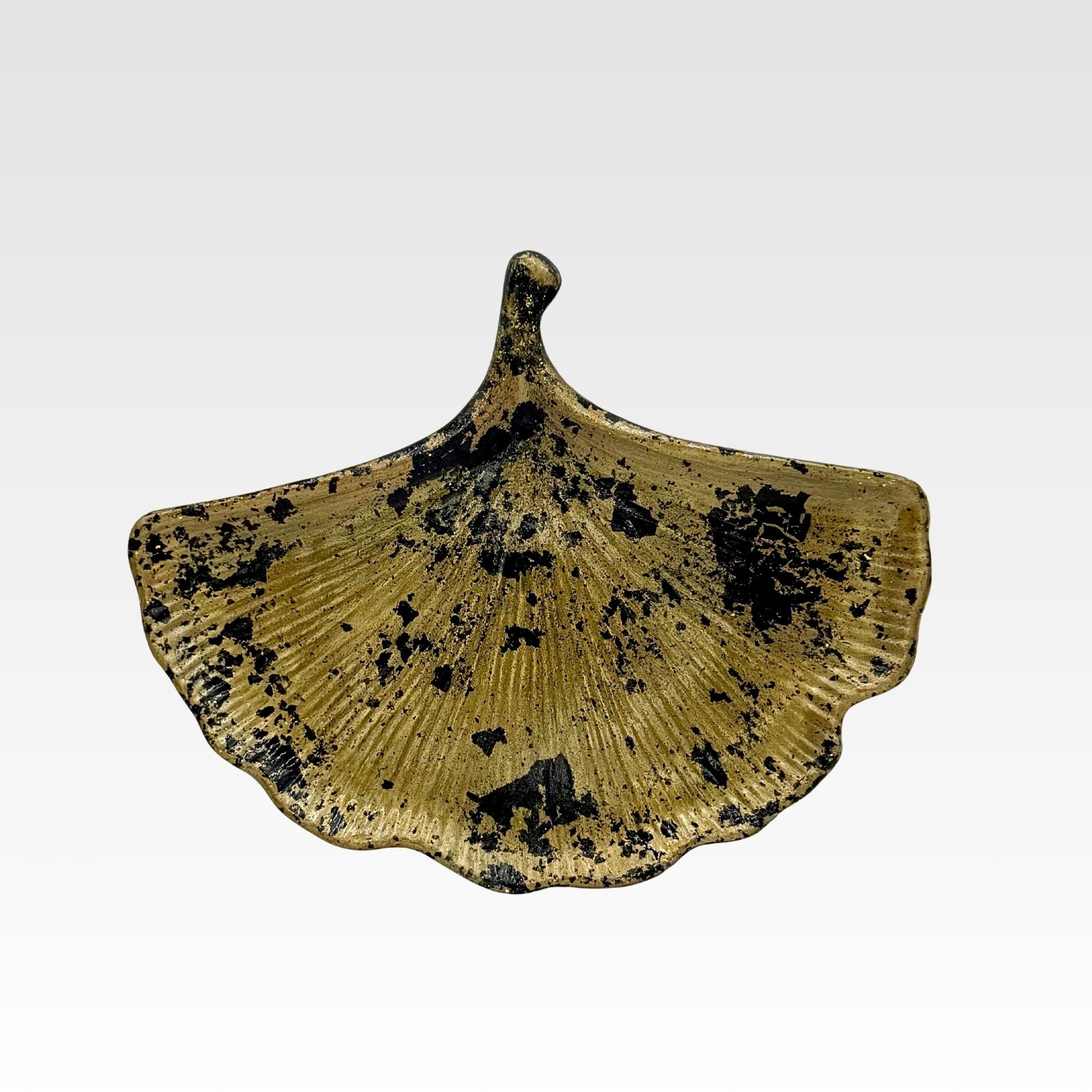 Handgjord jesmonite gingko bricka - Brons och svart