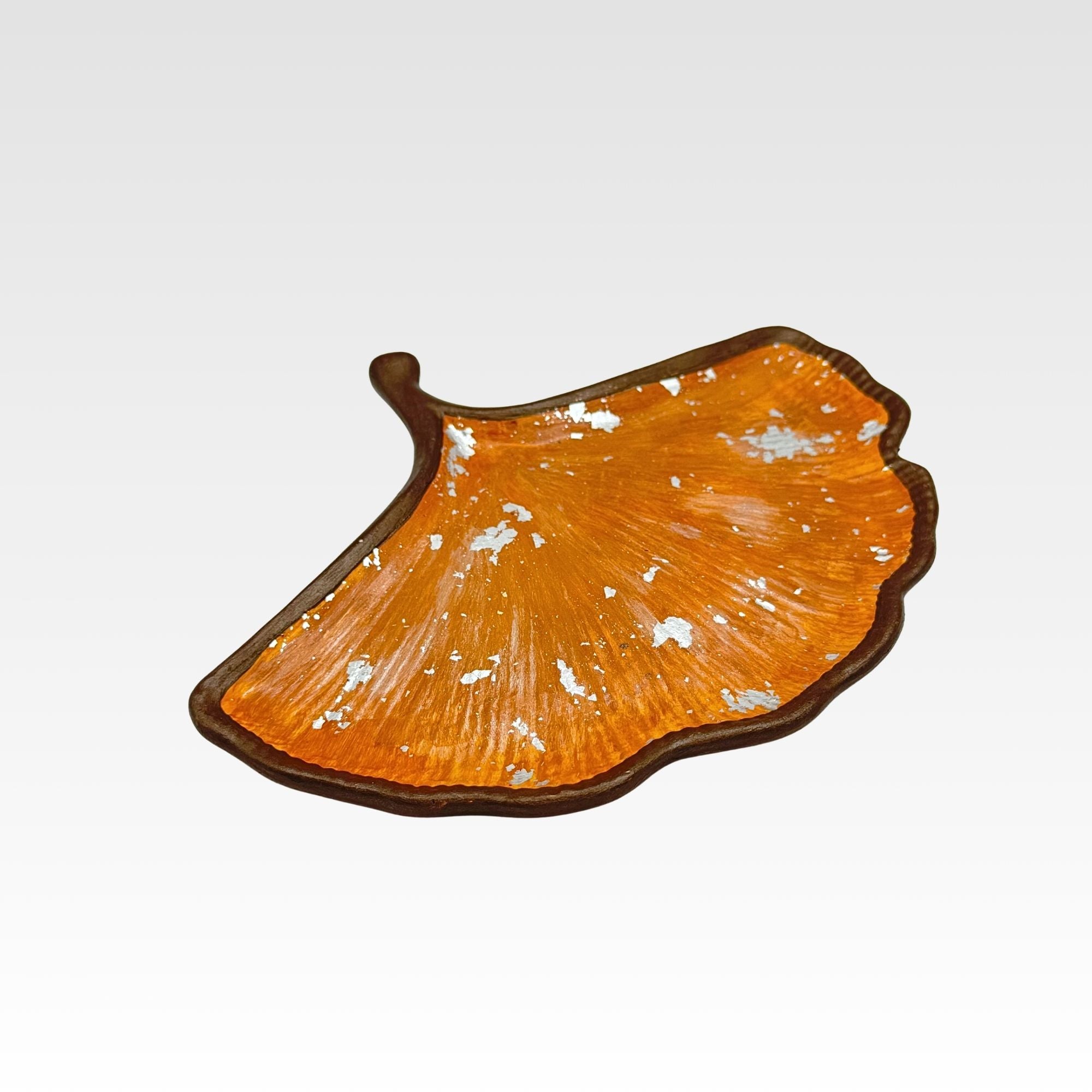 Gingko löv fat i jesmonite - Chokladbrun & Silver