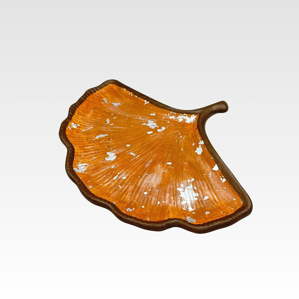 Gingko löv fat i jesmonite - Chokladbrun & Silver