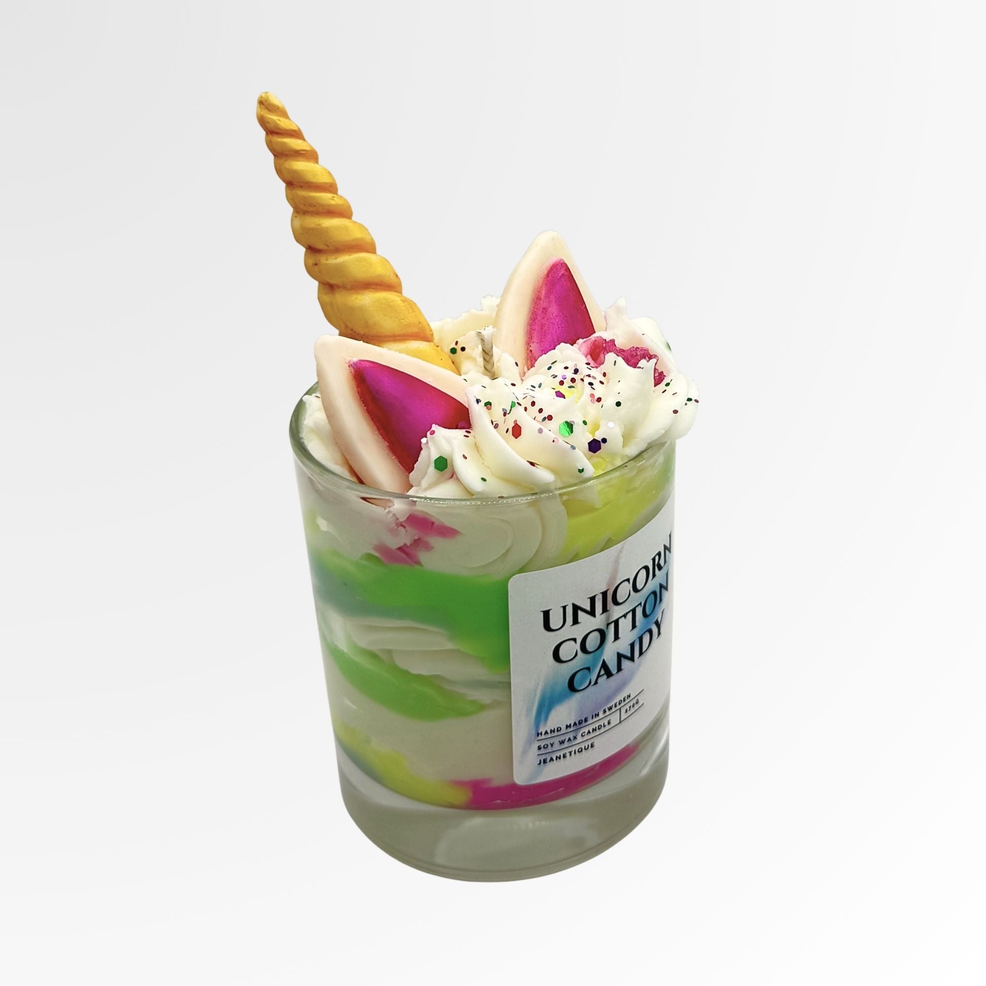 Unicorn Cotton Candy doftljus i 100% sojavax
