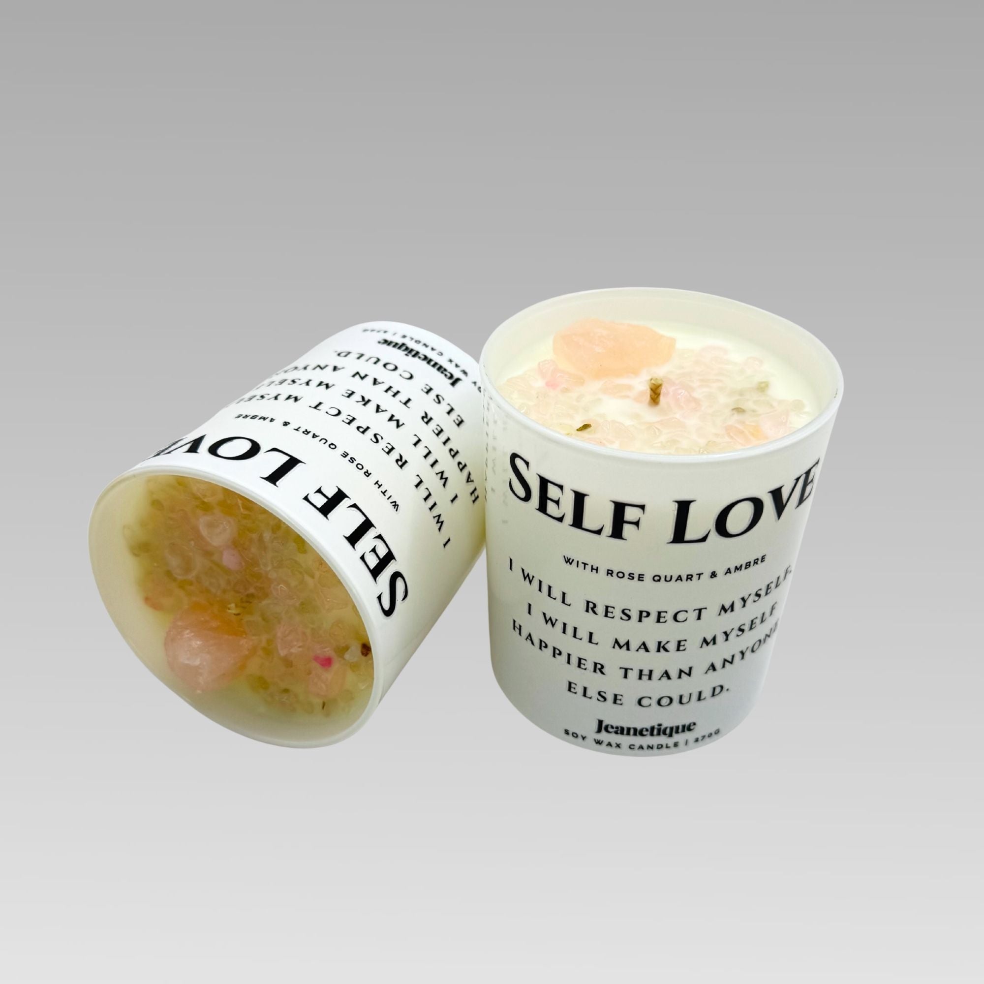 Self Love doftljus med rosenqvarts  i 100% sojavax