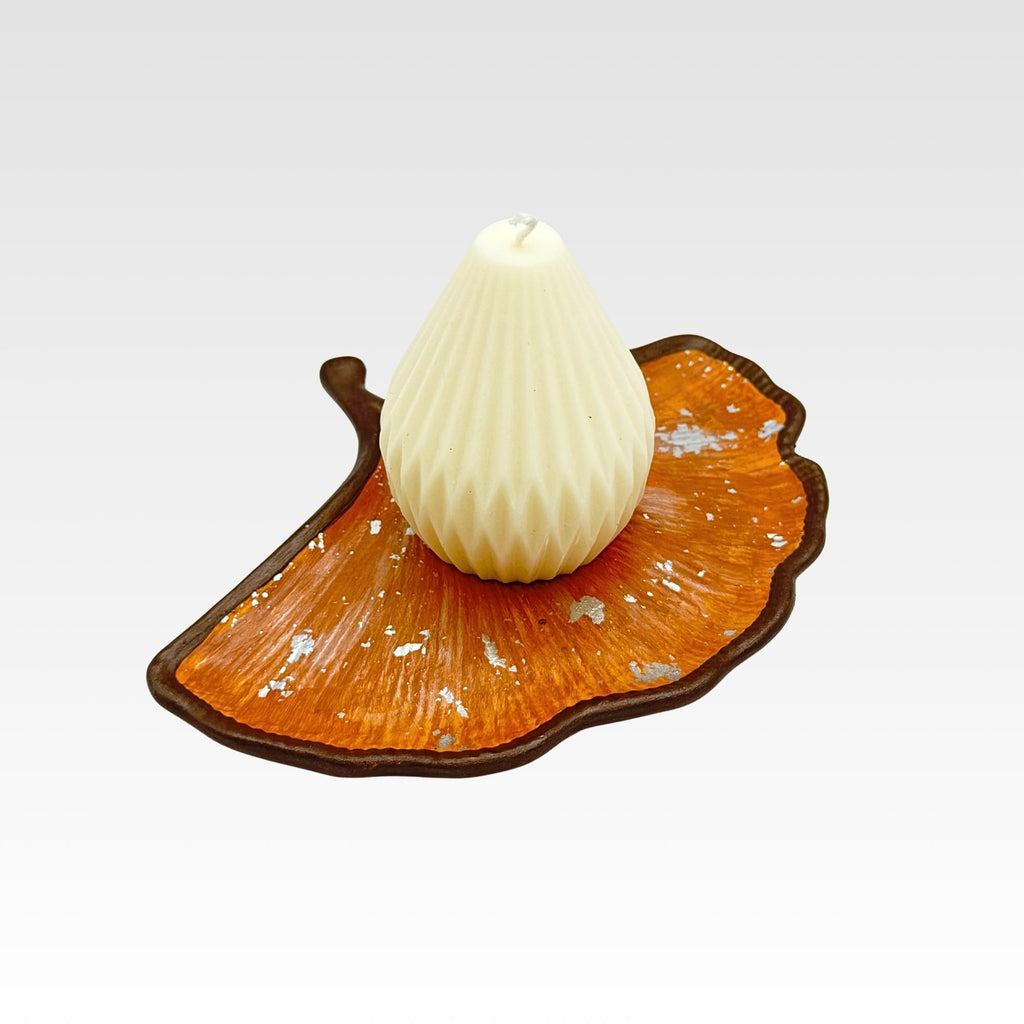 Gingko löv fat i jesmonite - Chokladbrun & Silver