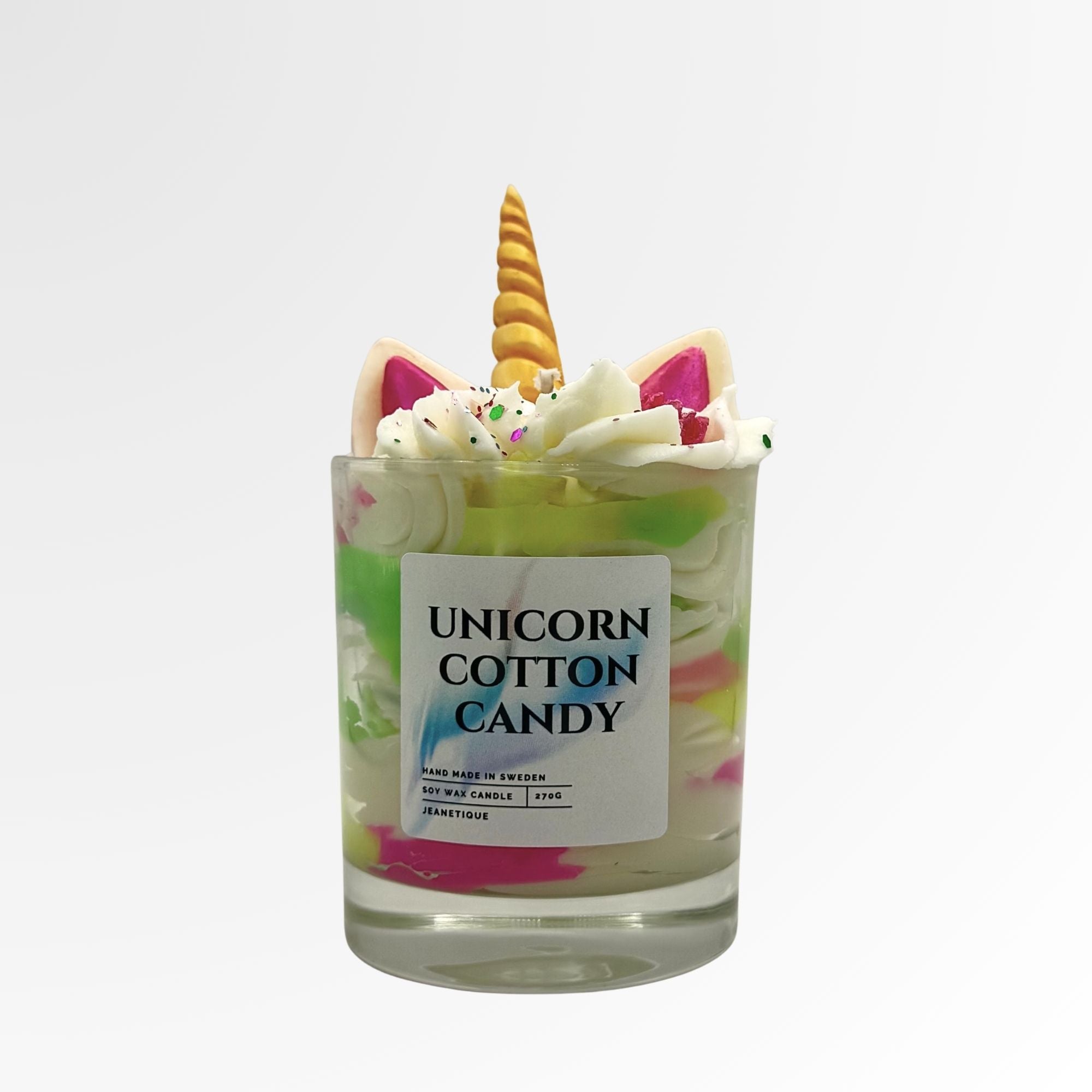 Unicorn Cotton Candy doftljus i 100% sojavax
