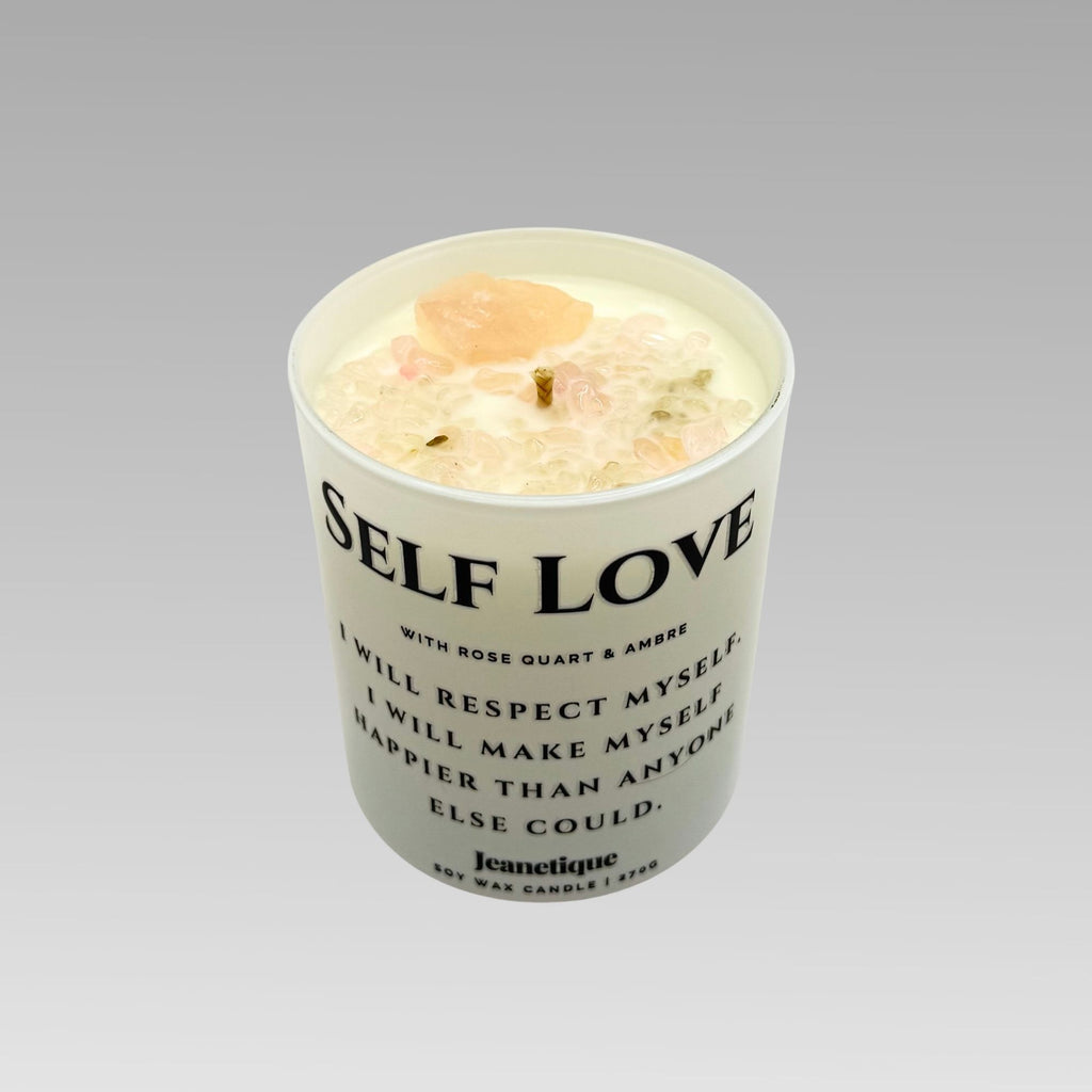 Self Love doftljus med rosenqvarts  i 100% sojavax
