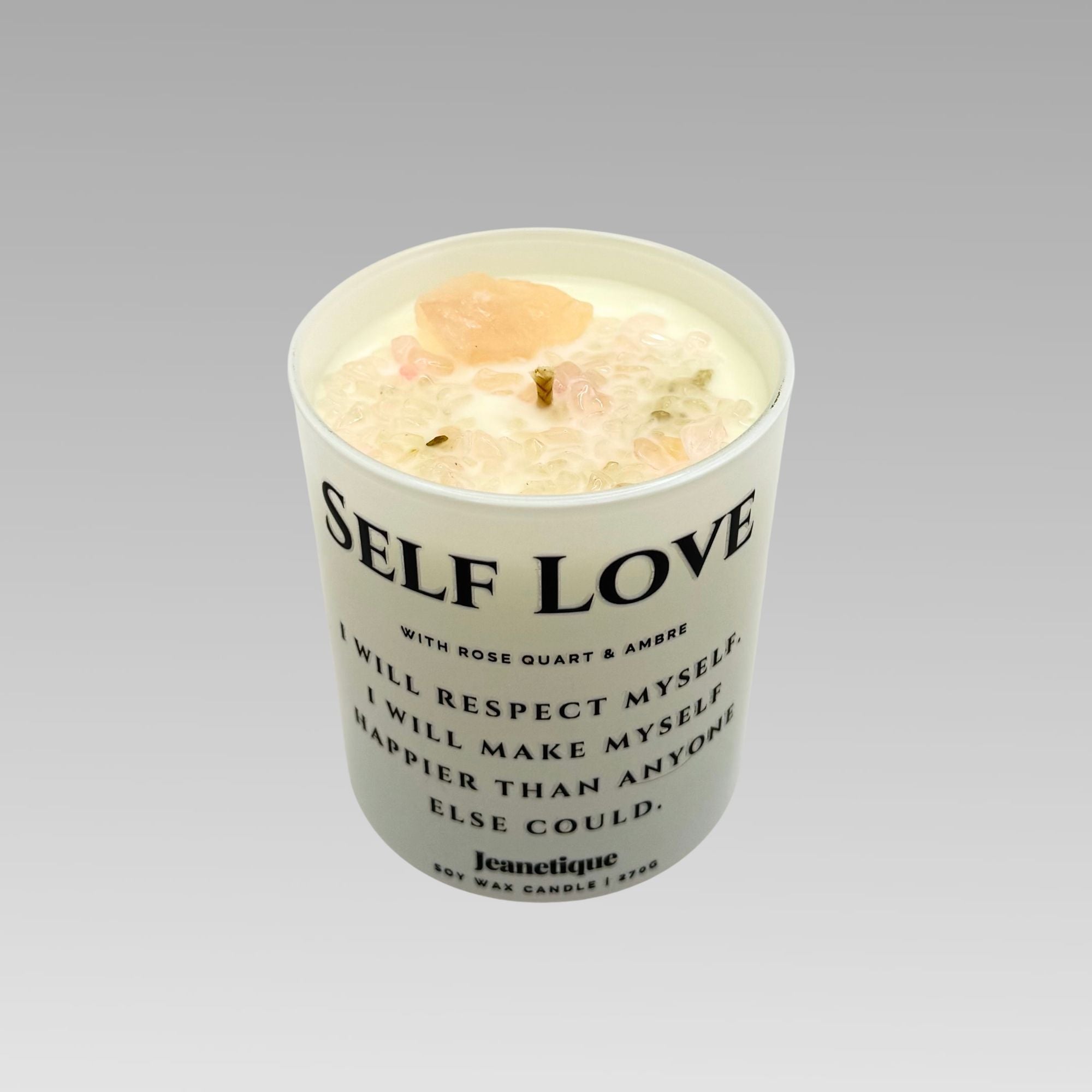 Self Love doftljus med rosenqvarts  i 100% sojavax